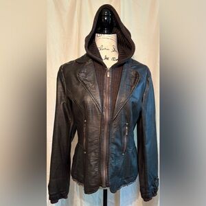 Chic Brown Soft Faux Leather Jacket with Hood